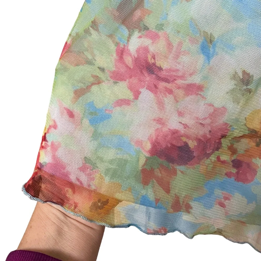 Vintage Floral Chiffon Bonnie Jean Sleeveless Dress Cottage Union Made in USA